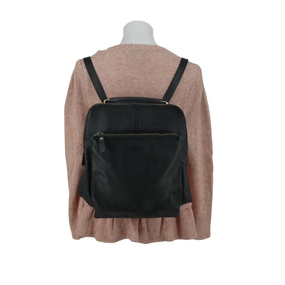 L. Credi Black Pebbled Leather Convertible Crossbody Backpack Purse Shoulder Bag